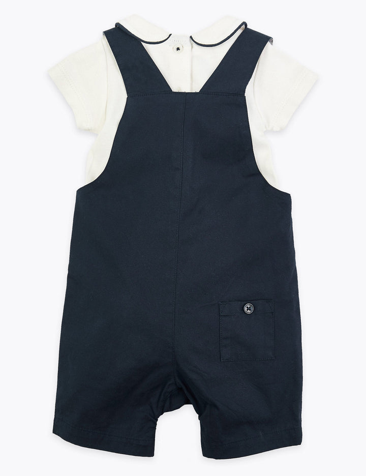 2 Piece Cotton Dungaree Outfit - Lotange - Marks & Spencer - Baby Boys Outfits