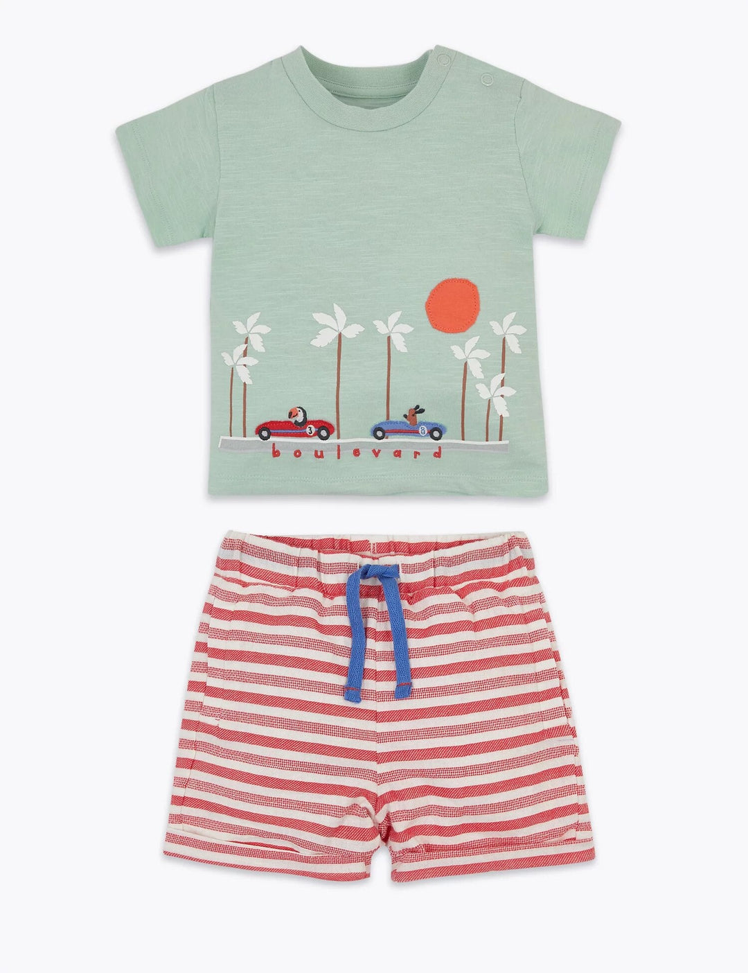 2 Piece Cotton Woven Short Outfit - Lotange - Marks & Spencer - Baby Boys Outfits