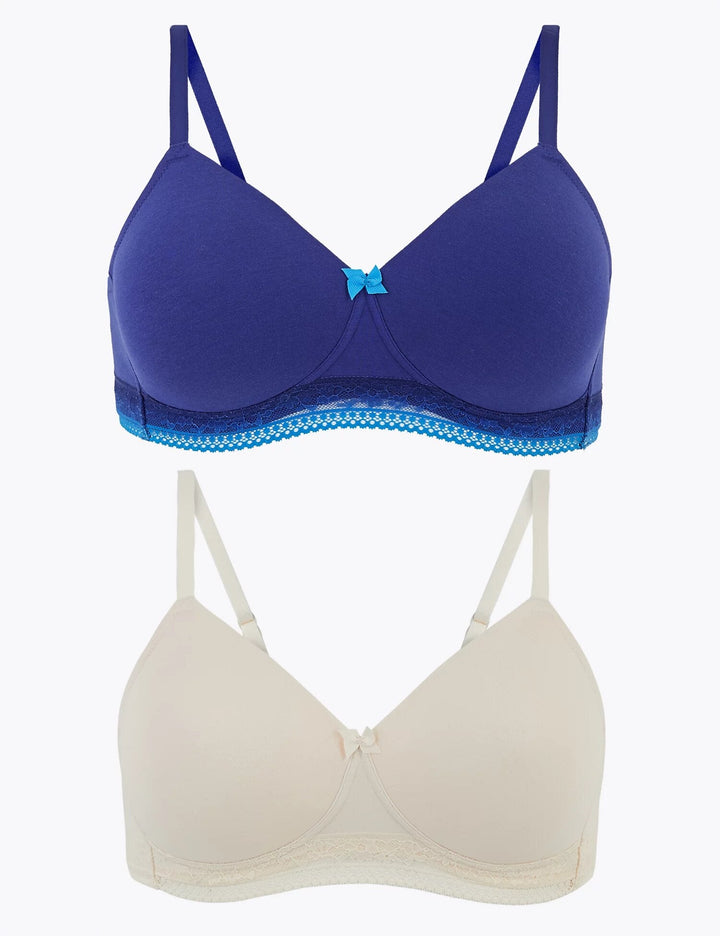 2pk Full Cup Non-Wired Padded Bras - Lotange - Marks & Spencer - Womens Bras