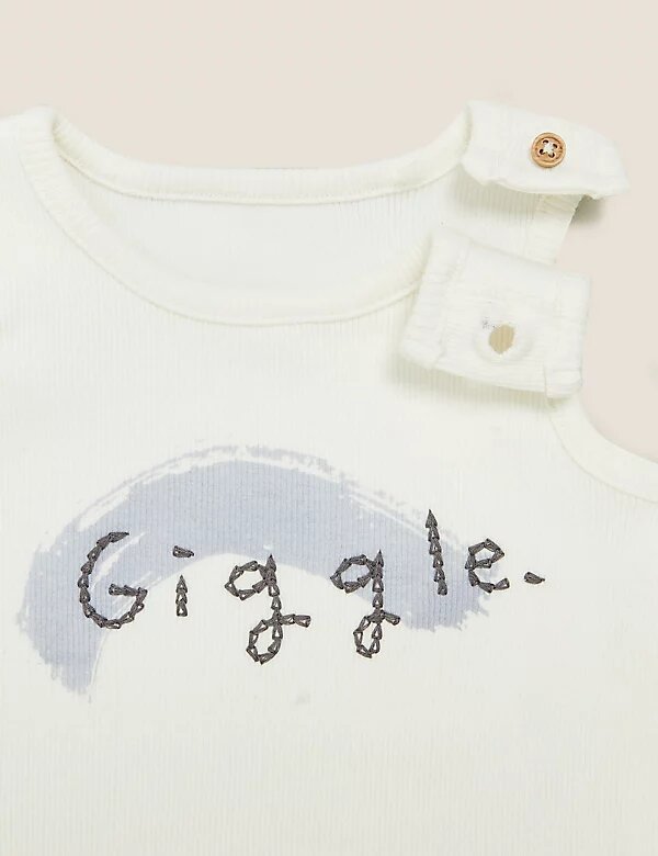 2pk Giggle Slogan Bodysuits - Lotange - Marks & Spencer - Baby Boys Outfits