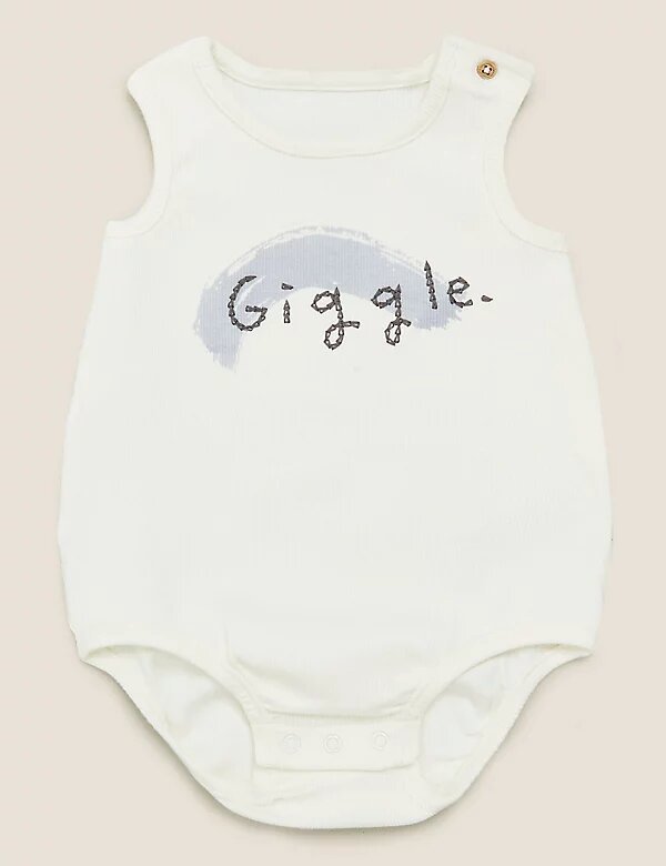 2pk Giggle Slogan Bodysuits - Lotange - Marks & Spencer - Baby Boys Outfits