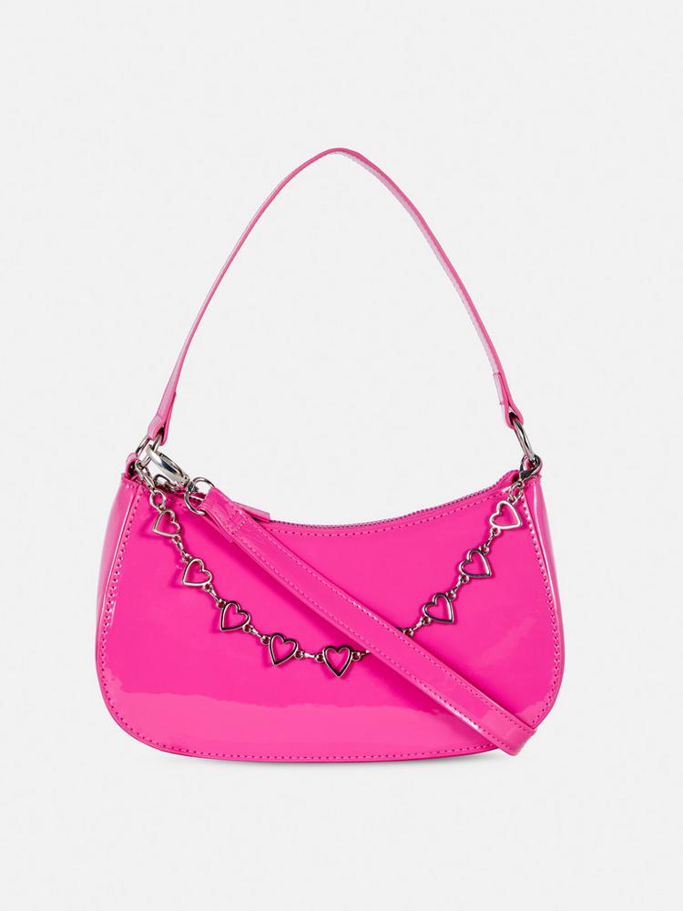 Heart Chain Shoulder Bag Pink - Lotange - Primark -