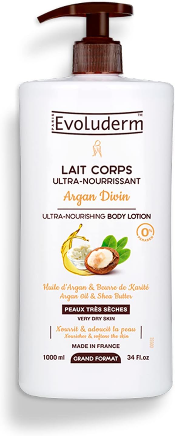 Argan Oil & Shea Butter Body Lotion Very dry Skin 1000ml - Lotange - Evoluderm - Body Moisturisers