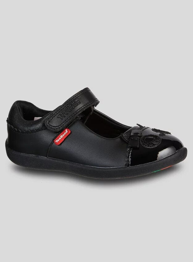 Black Leather Owl School Shoe - Lotange - ToeZone - Girls School Shoes