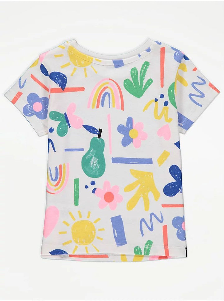 Bright Flower Print T-Shirt - Lotange - George - Girls Tops & T-Shirts