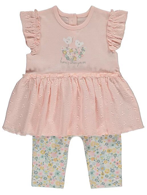 Broderie Anglaise Frill Top and Floral leggings - Lotange - George - Baby Girls Outfits