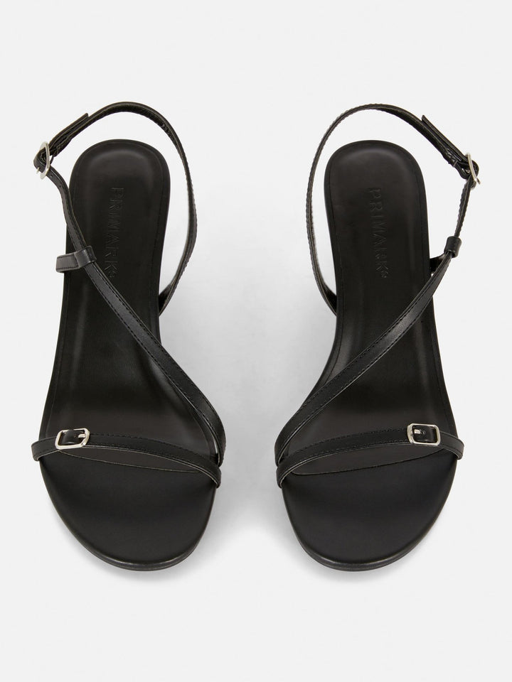 Buckle Heel Sandals Black - Lotange - Primark -