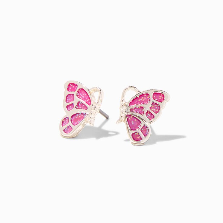 Changing Glitter Butterfly Stud Earrings - Lotange - Claire's - Necklaces