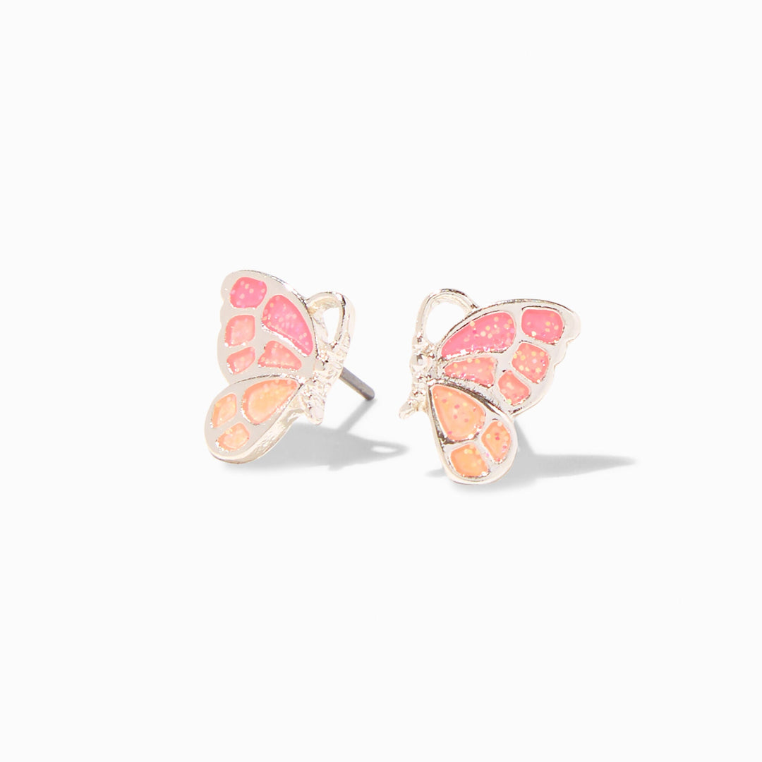 Changing Glitter Butterfly Stud Earrings - Lotange - Claire's - Necklaces