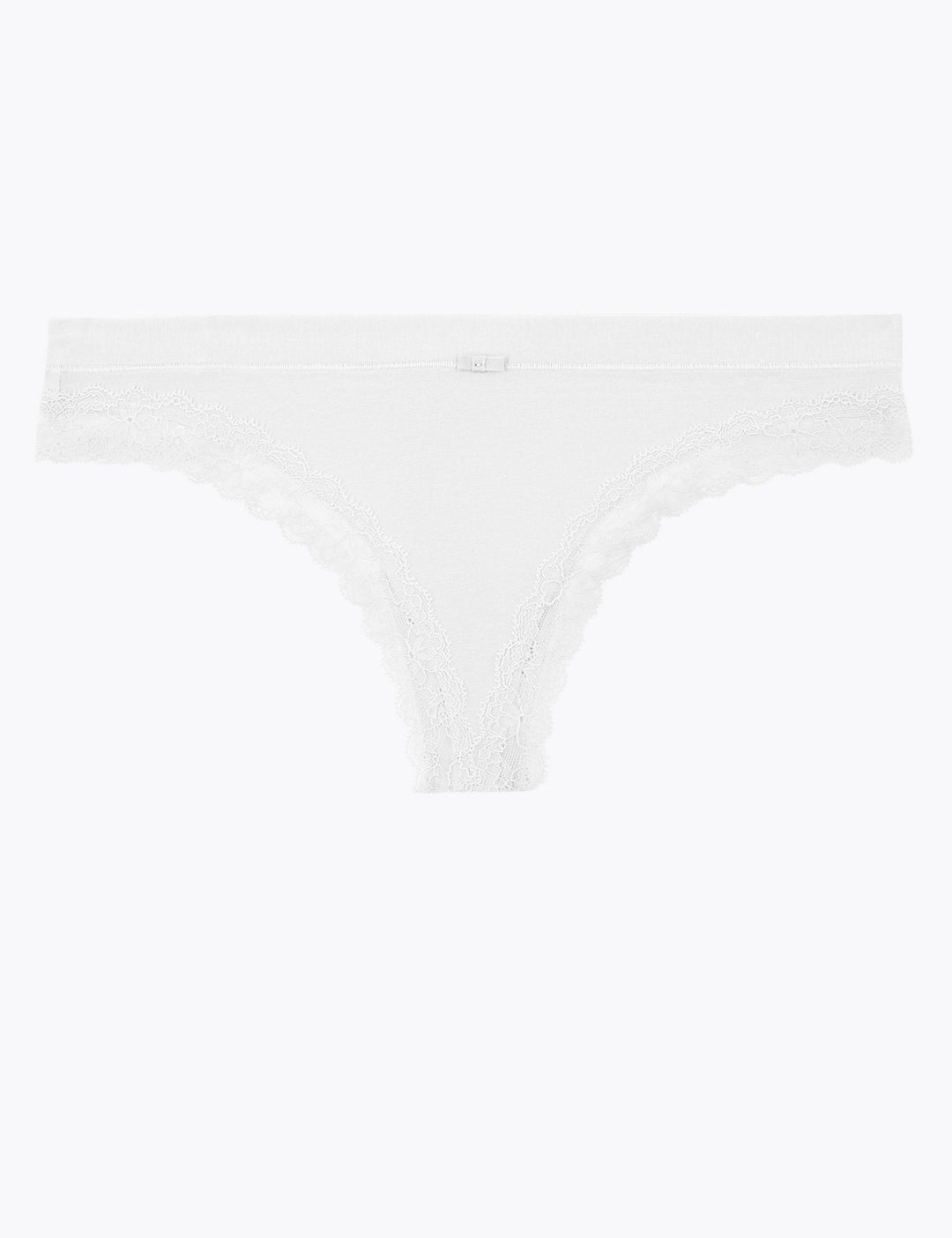 Cotton & Lace Cut Out Thong White - Lotange - Marks & Spencer - Womens Knickers