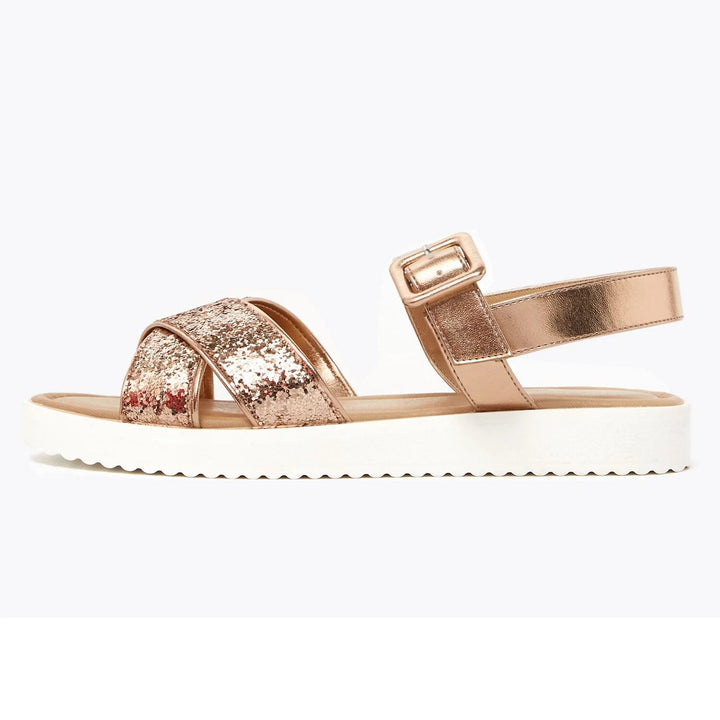 Cross Vamp Glitter Sandals - Lotange - Marks & Spencer - Girls Shoes