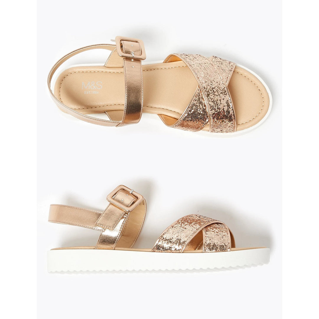 Cross Vamp Glitter Sandals - Lotange - Marks & Spencer - Girls Shoes