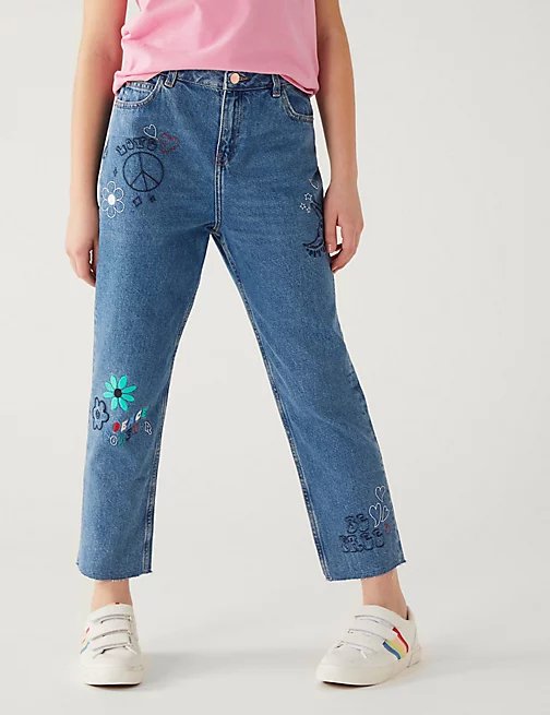 Denim Embroidered Jeans - Lotange - Marks & Spencer - Jeans