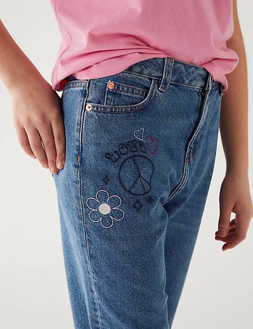 Denim Embroidered Jeans - Lotange - Marks & Spencer - Jeans