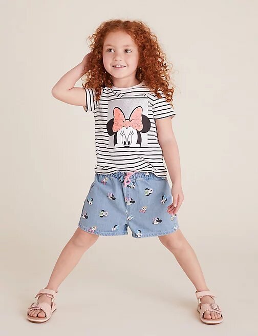 Denim Minnie™ Shorts - Lotange - Marks & Spencer - Girls Shorts