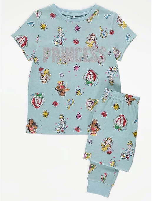 Disney Princess Blue Short Sleeve Pyjamas - Lotange - George -