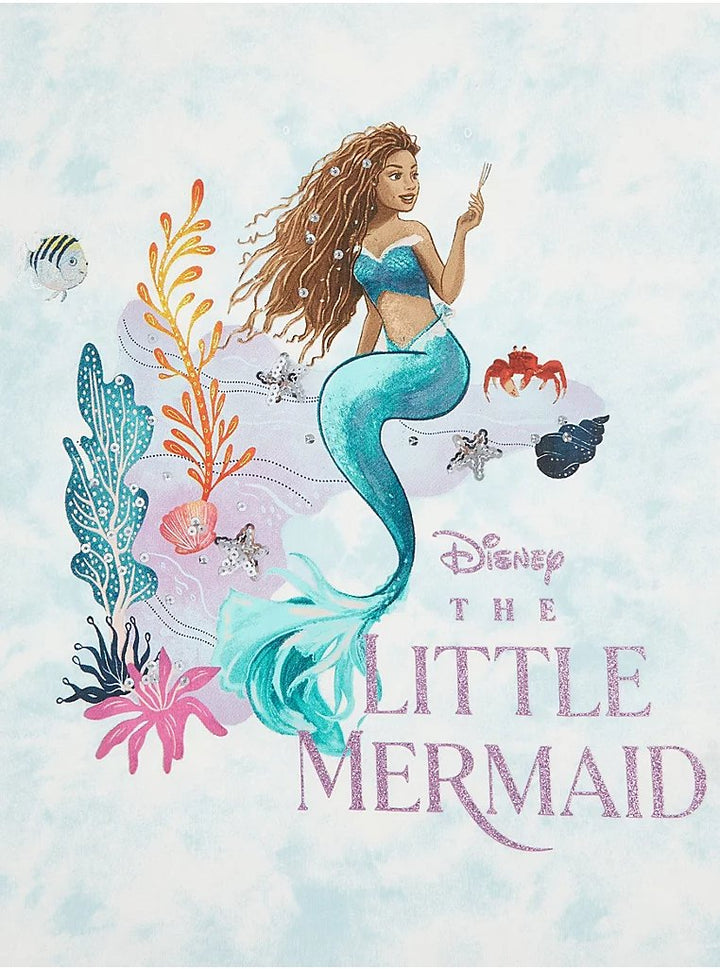 Disney The Little Mermaid Tie Dye Sequin T-Shirt - Lotange - George - Girls Tops & T-Shirts