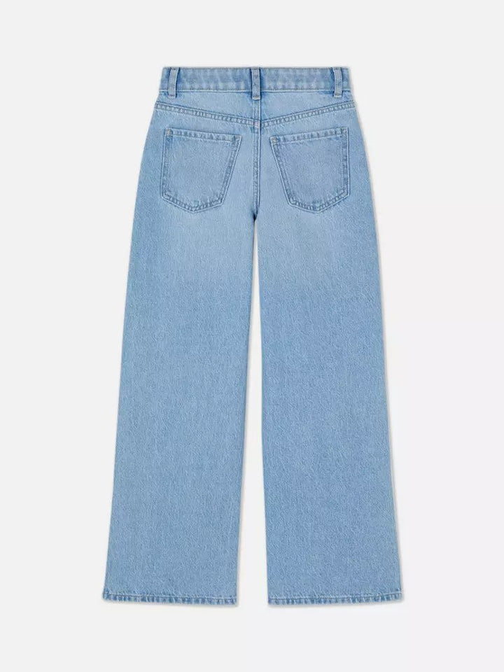 Distressed Denim Wide Leg Split Hem Jeans - Lotange - Primark - Jeans