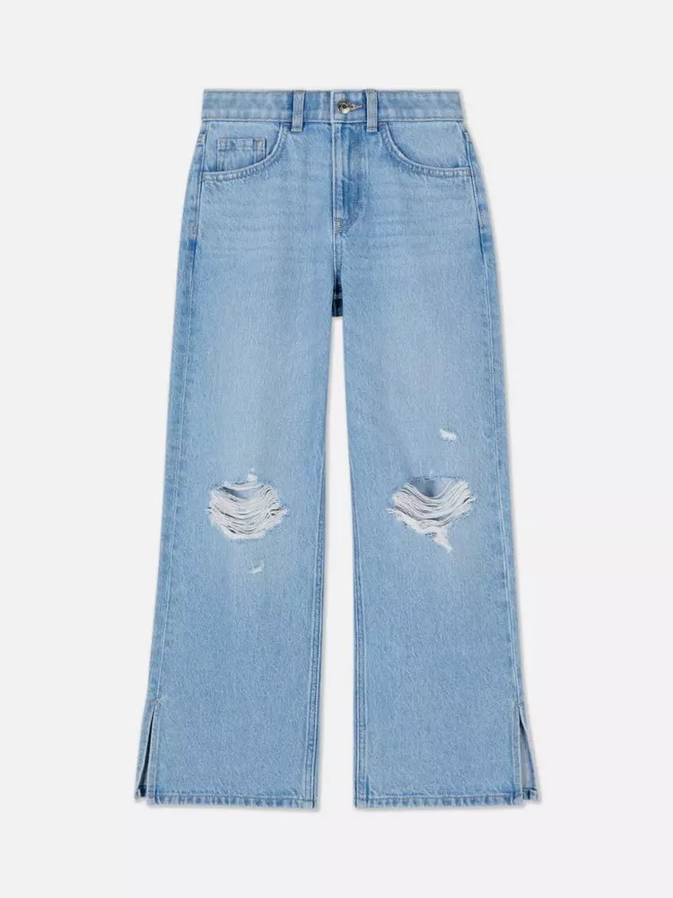 Distressed Denim Wide Leg Split Hem Jeans - Lotange - Primark - Jeans