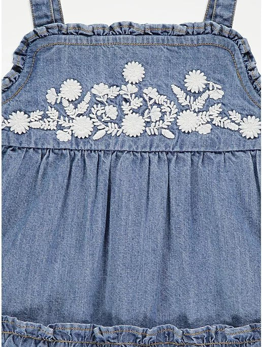 Embroidered Denim Dress & T-Shirt Outfit - Lotange - George - Girls Dresses