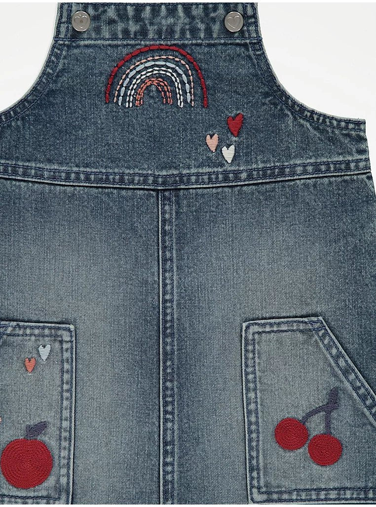 Embroidered Denim Pinafore and Long Sleeve Top Outfit - Lotange - George - Girls Outfits