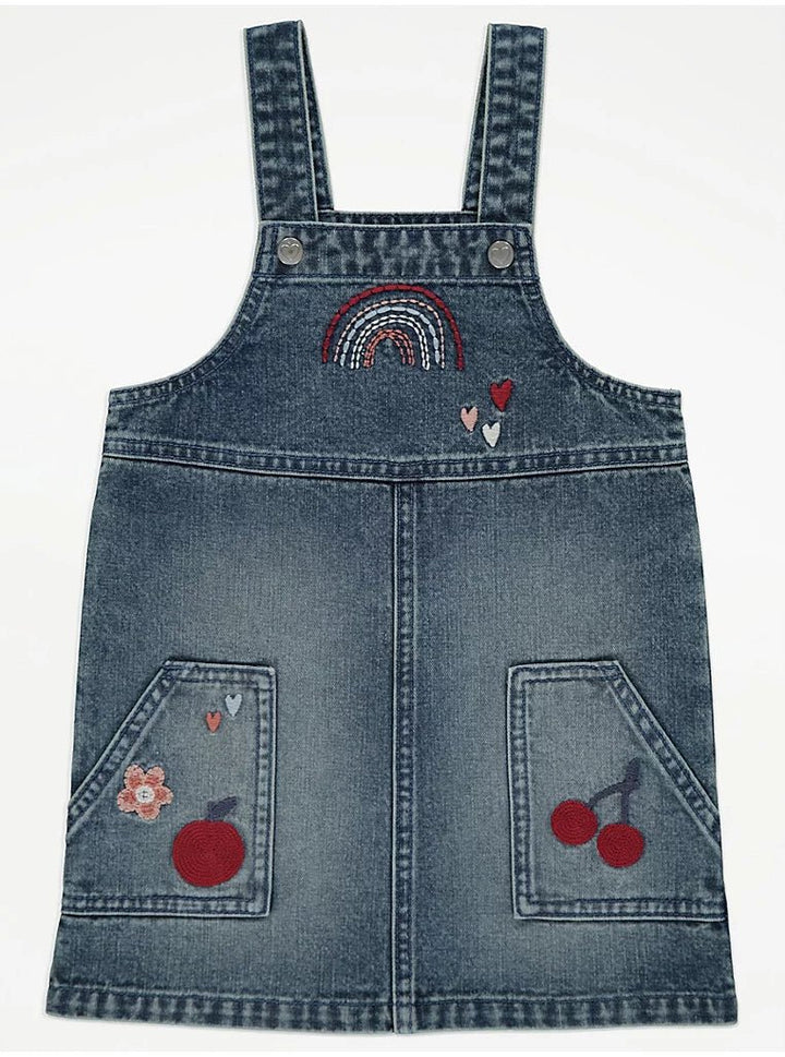 Embroidered Denim Pinafore and Long Sleeve Top Outfit - Lotange - George - Girls Outfits