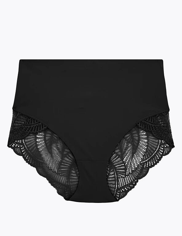 Firm Control High Leg Knickers Black - Lotange - Marks & Spencer - Shapewear