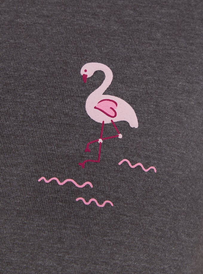 Flamingo T-Shirt & Short Set - Charcoal - Lotange - Boux Avenue -