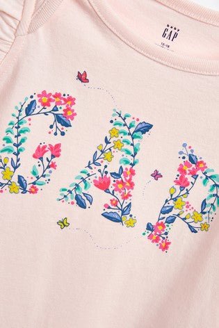 Floral logo Pink Bodysuit - Lotange - GAP - Baby Girls Bodysuits