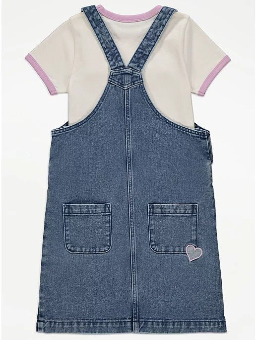 Heart Denim Pinafore and T-Shirt Outfit - Lotange - George -