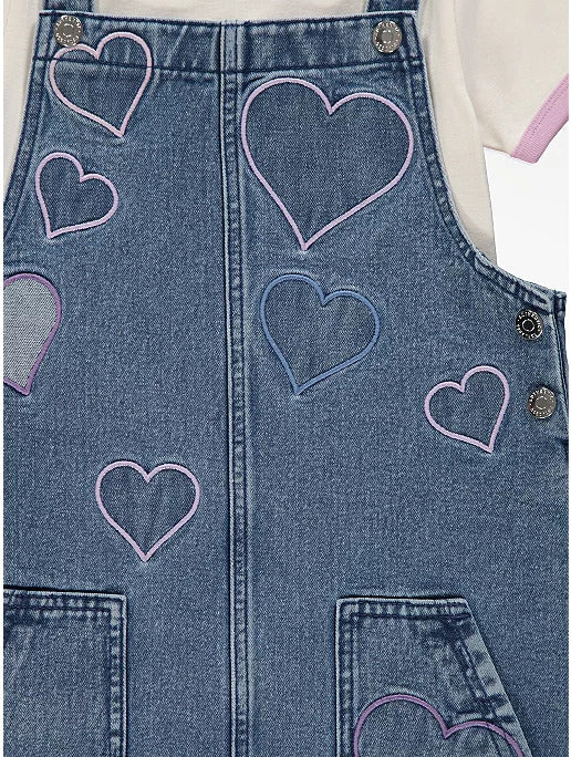 Heart Denim Pinafore and T-Shirt Outfit - Lotange - George -