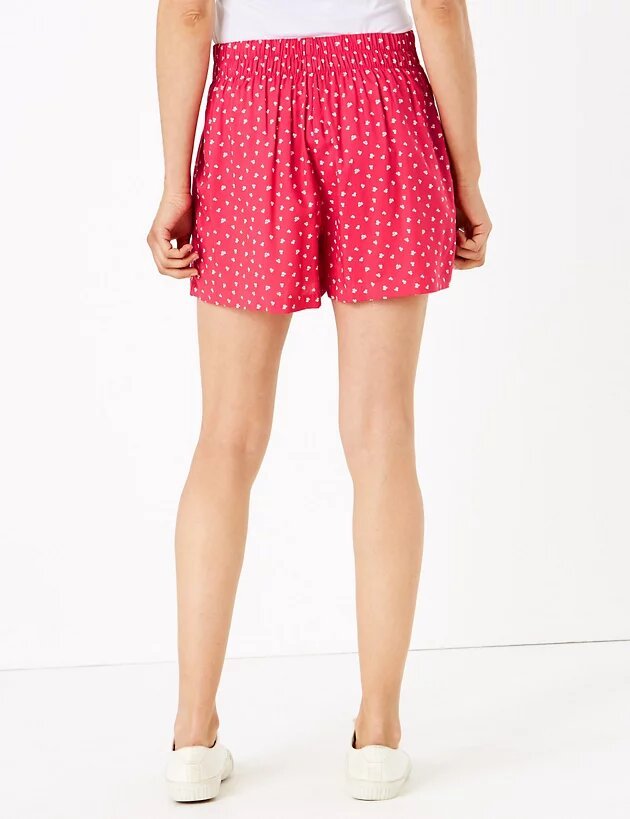 High Waisted Floral Print Shorts - Lotange - Marks & Spencer - Women's Shorts