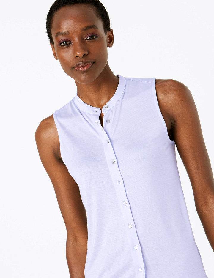 Jersey Longline Sleeveless Shirt - Lotange - Marks & Spencer - Women Tops