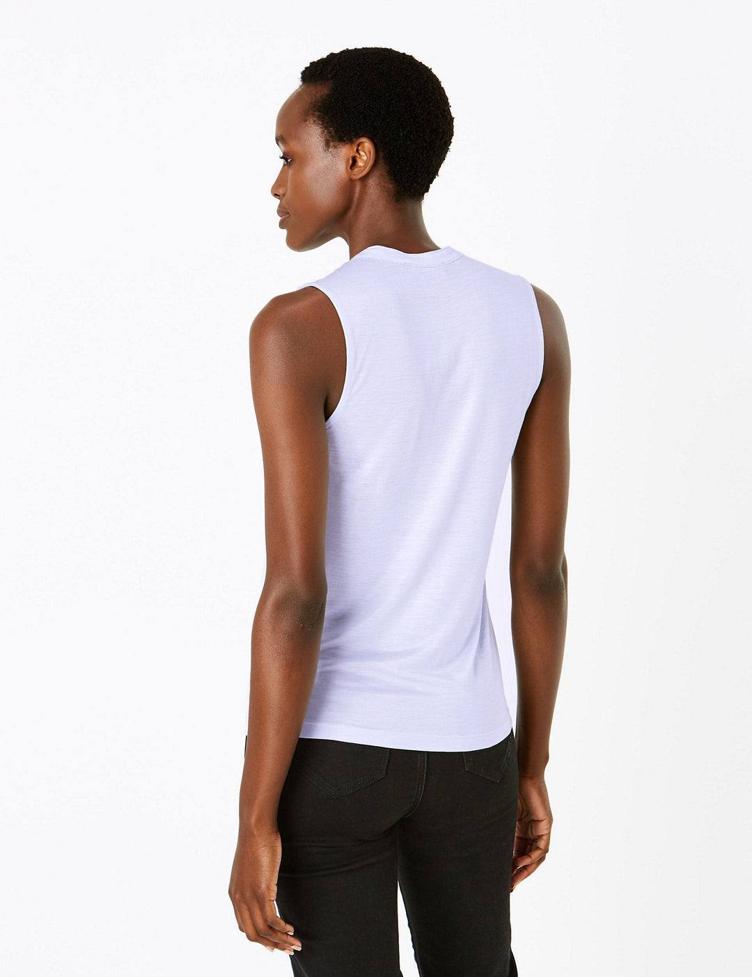 Jersey Longline Sleeveless Shirt - Lotange - Marks & Spencer - Women Tops