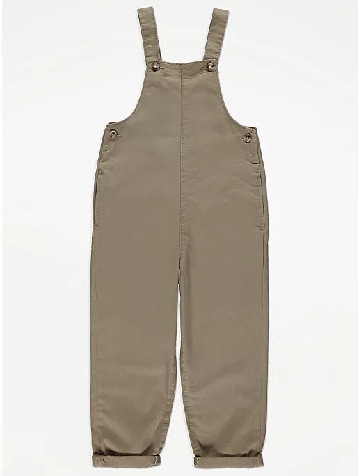 Khaki Relaxed Dungarees - Lotange - George - Girls Outfits