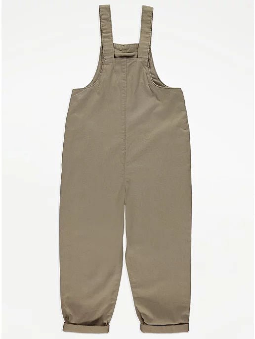 Khaki Relaxed Dungarees - Lotange - George - Girls Outfits