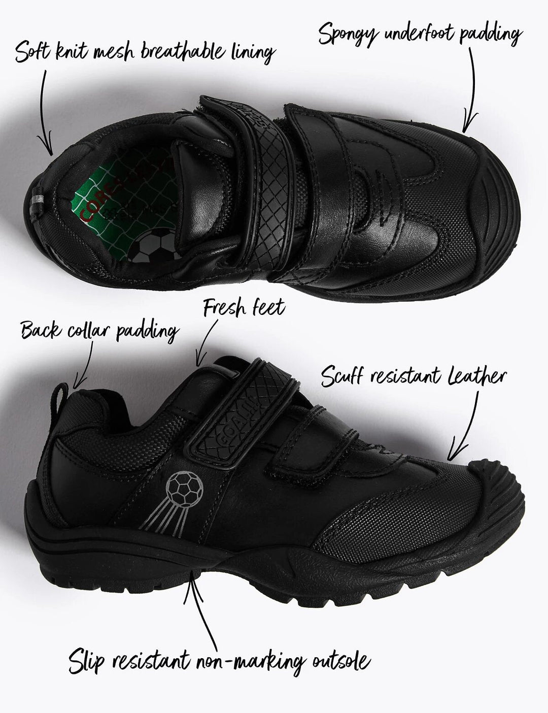 Leather Riptape School Shoes - Lotange - Marks & Spencer - Boys School Shoes