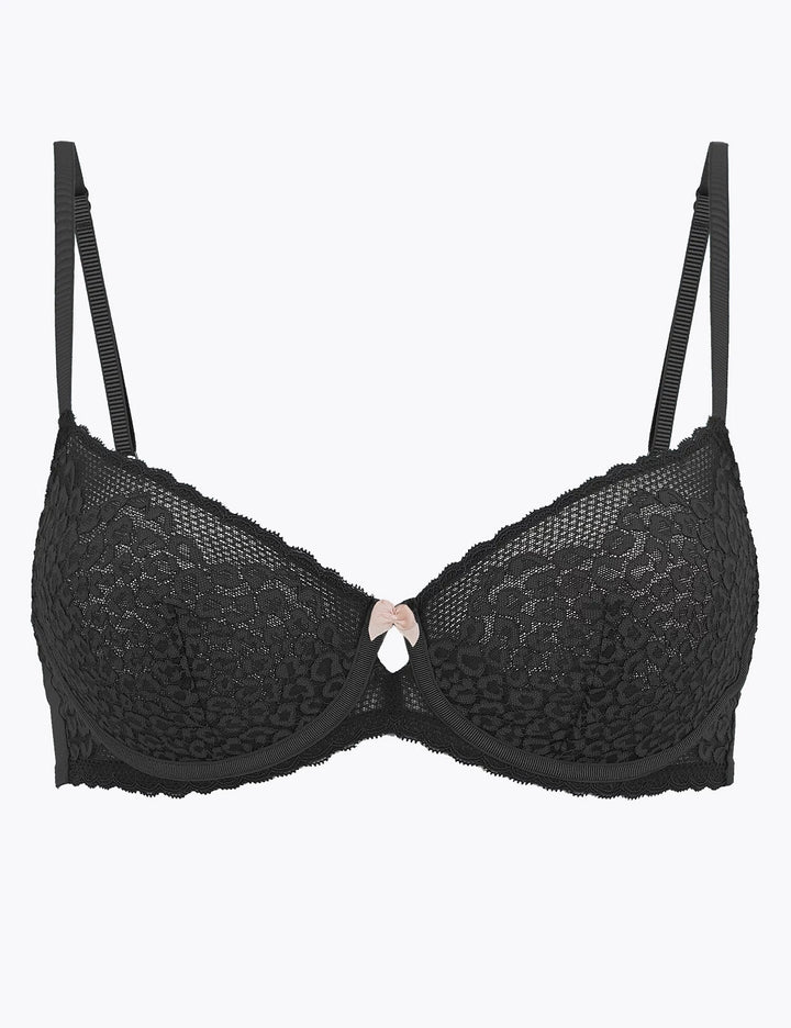 Leopard Lace Non-Padded Balcony Bra - Lotange - Marks & Spencer - Womens Bra