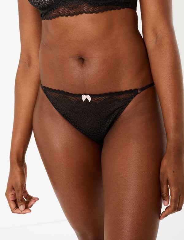 Leopard Lace Tanga Brazilian Knickers - Lotange - Marks & Spencer - Womens Knickers