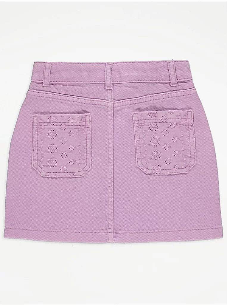 Lilac Lace Pocket Denim Skirt - Lotange - George -