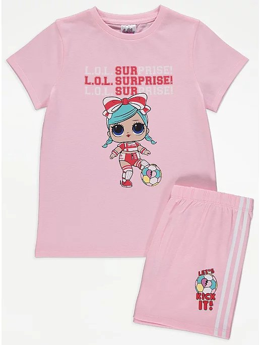 L.O.L. Pink England Football Short Pyjamas - Lotange - George - Girls Pyjamas