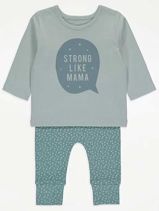 Mama Slogan Top and Joggers Outfit - Lotange - George - Baby Boys Outfits