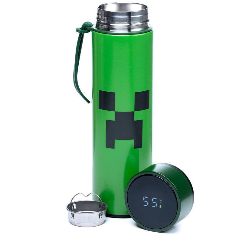 Minecraft Creeper Hot & Cold Digital Thermometer Bottle 450ml - Lotange - Minecraft - Kids Drink Bottles