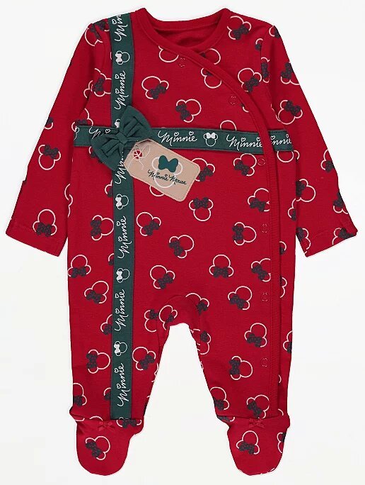 Minnie Mouse Red Bow Sleepsuit - Lotange - Disney - Baby Girls Bodysuits