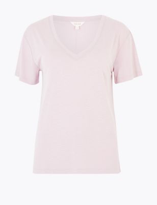 Modal Regular Fit T-Shirt - Lotange - PER UNA Marks & Spencer - Women Tops