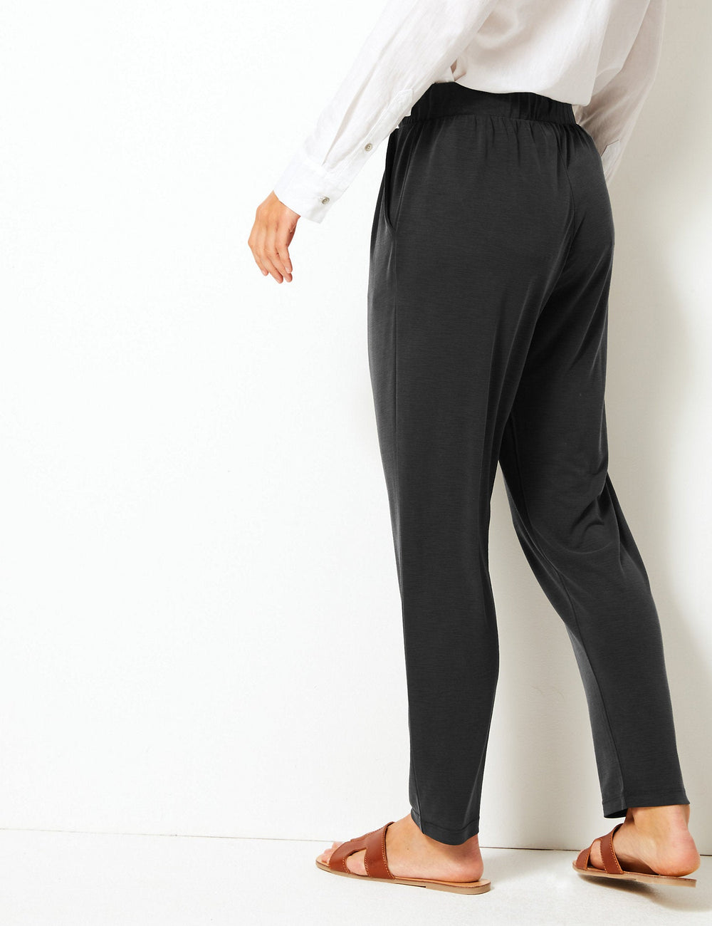 Modal Rich Tapered Leg Trousers - Lotange - Marks & Spencer - Women Trousers & Leggings