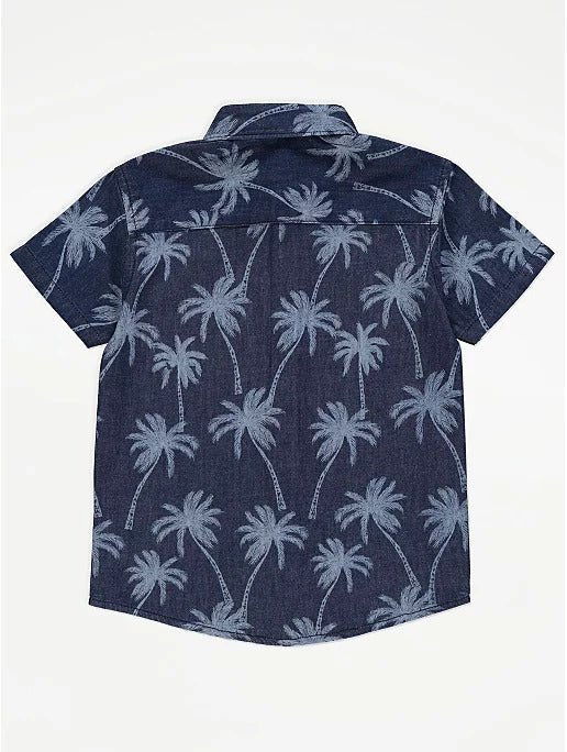 Navy Palm Tree Chambray Shirt - Lotange - George - Boys T-Shirts & Shirts