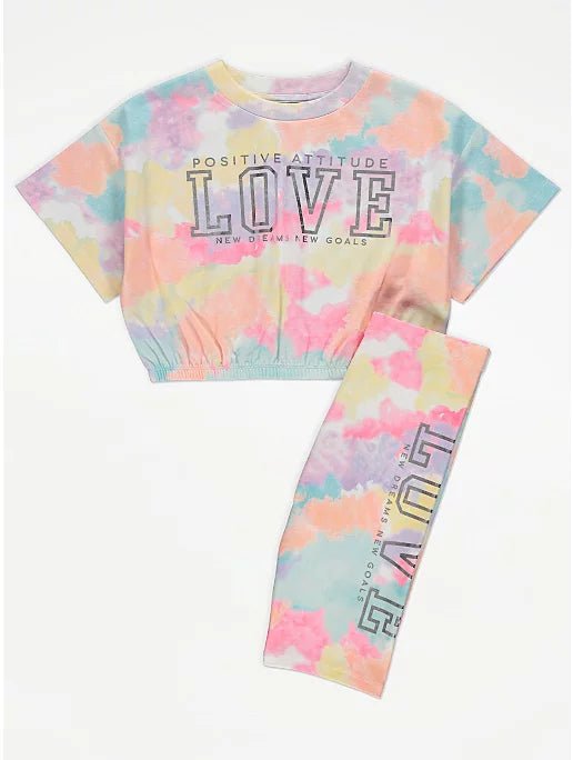 Pastel Tie Dye Love Bubble Hem Outfit - Lotange - George - Girls Outfits