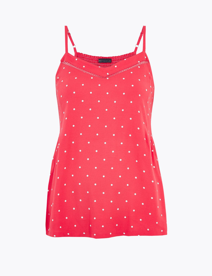 Polka Dot Sleeveless Camisole Top - Lotange - Marks & Spencer - Women Tops