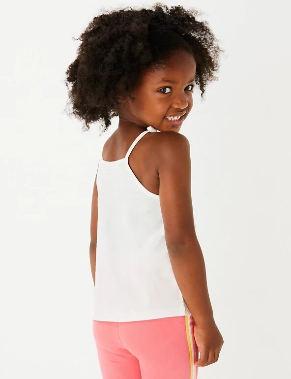 Pure Cotton Flamingo Vest - Lotange - Marks & Spencer - Girls Tops & T-Shirts